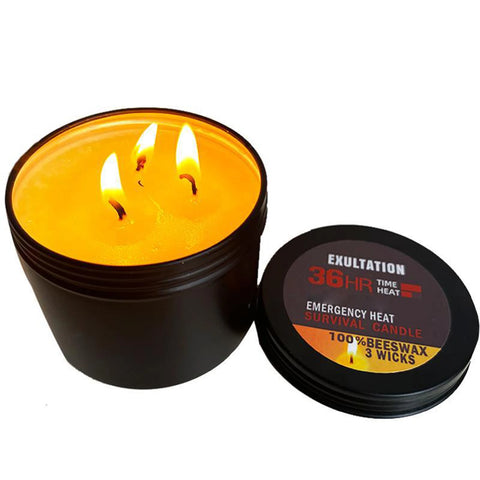36 Hour Survival Candle 3- Environmentally Friendly Odorless Candle with Lid Picnic Outdoor Supplies