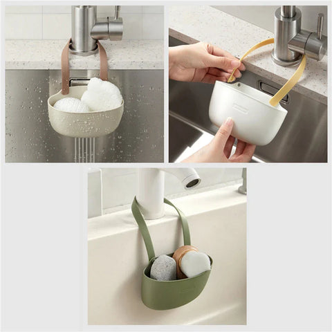 Kitchen Sink Organizer Hanging Drain Basket & Faucet Caddy