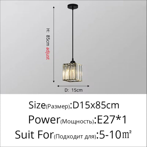 Modern Pendant Light Indoor K9 Led E27 Crystal Chandelier Luxury Ceiling Lamp Bedroom Living Room Dining Room Lustre Fixture