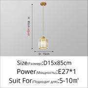 Modern Pendant Light Indoor K9 Led E27 Crystal Chandelier Luxury Ceiling Lamp Bedroom Living Room Dining Room Lustre Fixture