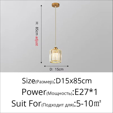 Modern Pendant Light Indoor K9 Led E27 Crystal Chandelier Luxury Ceiling Lamp Bedroom Living Room Dining Room Lustre Fixture