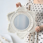 Wall Mirror Macrame Wall Hanging Mirror Boho Home Decor Mirrors for Bedroom Baby Room Decoration Aesthetic Nursery Decor