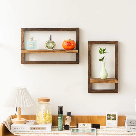 Wood Floating Wall Shelves ，Hanging Shelves for Wall Storage Rustic Farmhouse Decor for Bedroom Bathroom , Living Room Kitchen