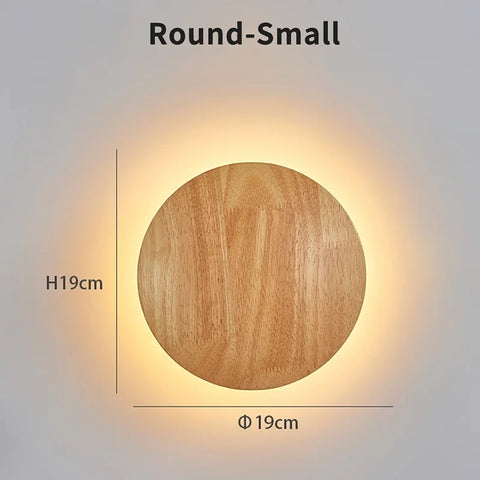 Wooden LED Wall Lamp Modern and Simple Circular Home Light Living Room Background Wall Bedside Staircase Room Decoration Light
