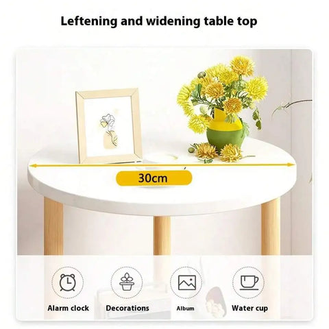 Wooden Modern Round Square Bedside Table Double-Layer Nightstand Home Office Bedroom Living Room Sofa Side Table Coffee Table