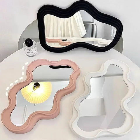 Irregular Cloud Shaped Mirror Wall Hanging Ornaments Standing Art Mirror Asymmetrical Mirrors Wall Mounted Home Bedroom Decor