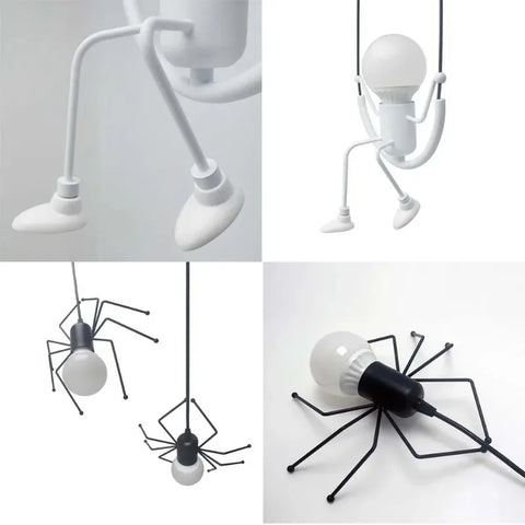 Pendant Light Nordic Little Man Spider Hanging Lamp Iron Swing Lamps Retro Loft Lighting LED Fixture for Kids Room Coffee Bar