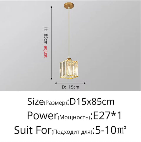 Modern Pendant Light Indoor K9 Led E27 Crystal Chandelier Luxury Ceiling Lamp Bedroom Living Room Dining Room Lustre Fixture