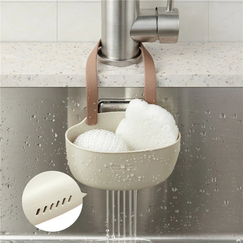 Kitchen Sink Organizer Hanging Drain Basket & Faucet Caddy