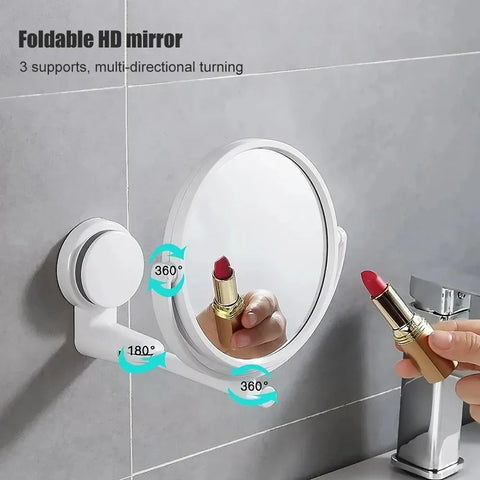 Wall Mounted Makeup Mirror Bathroom Single-Sided Mirror Rotating Folding No Punching Hig Home
