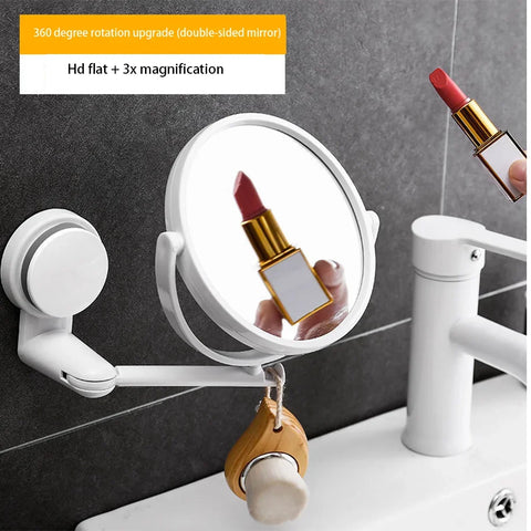 Wall Mounted Makeup Mirror Bathroom Single-Sided Mirror Rotating Folding No Punching Hig Home