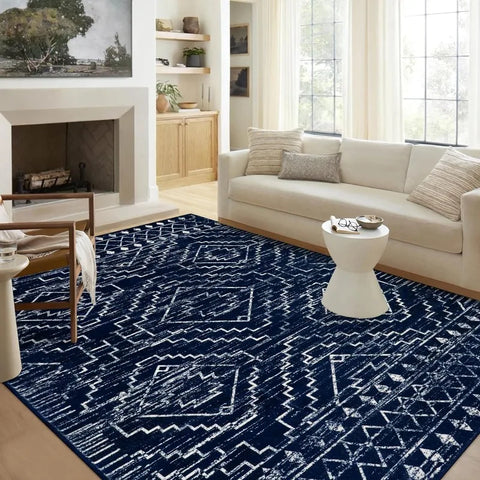 Moroccan Rugs for Living Room Geometric Tribal Bedroom Area Rug Large Shedding Soft Resistant Carpet for Den Kitchen Home Decor