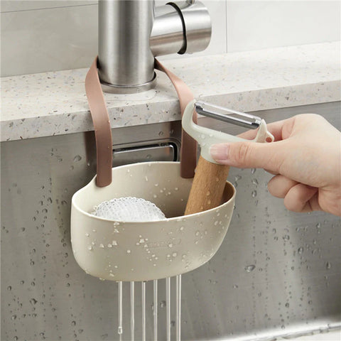 Kitchen Sink Organizer Hanging Drain Basket & Faucet Caddy