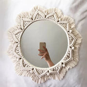 Wall Mirror Macrame Wall Hanging Mirror Boho Home Decor Mirrors for Bedroom Baby Room Decoration Aesthetic Nursery Decor