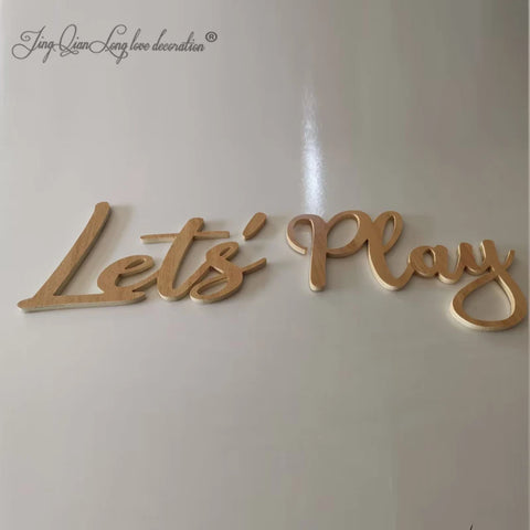 Let's PLAY Wall Sign - Children's Playroom Decor - Bedroom, Nursery Interior Wall Art Design