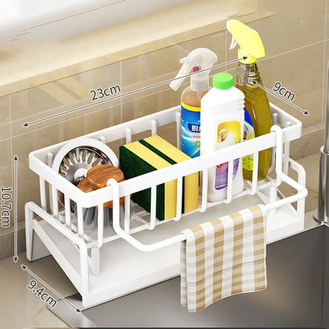 Adjustable Kitchen Sink Shelf Drainage Rack for Sponges & Spices kitchen 