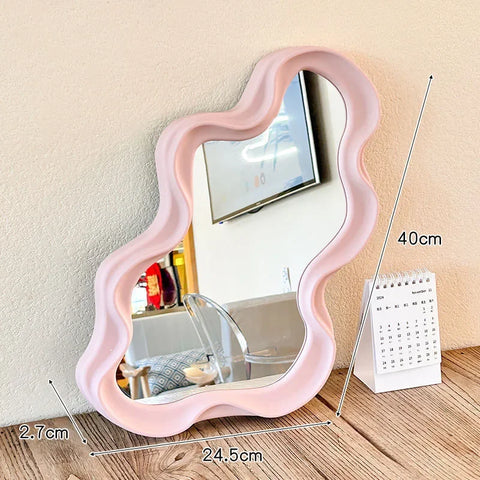 Irregular Cloud Shaped Mirror Wall Hanging Ornaments Standing Art Mirror Asymmetrical Mirrors Wall Mounted Home Bedroom Decor