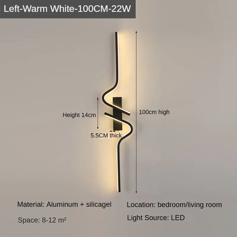 Wall Light Bedroom Modern Minimalist Strip Led Lights For Bedside Wall Sconce Led Light Living Room TV Sofa Background Wall Lamp