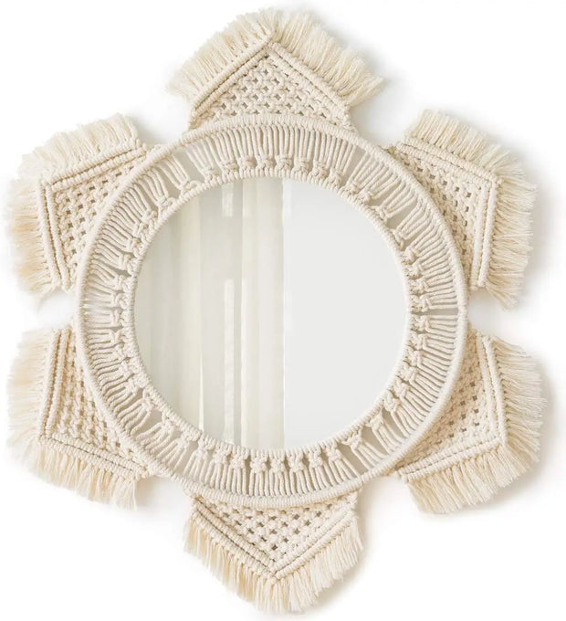 Wall Mirror Macrame Wall Hanging Mirror Boho Home Decor Mirrors for Bedroom Baby Room Decoration Aesthetic Nursery Decor