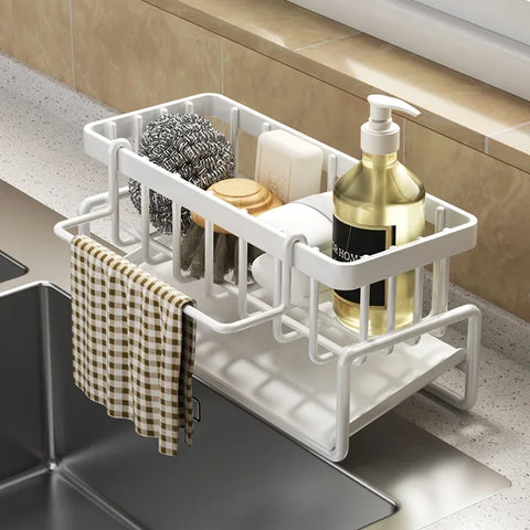 Adjustable Kitchen Sink Shelf Drainage Rack for Sponges & Spices kitchen 