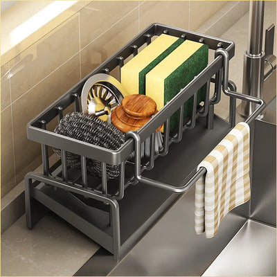 Adjustable Kitchen Sink Shelf Drainage Rack for Sponges & Spices kitchen 
