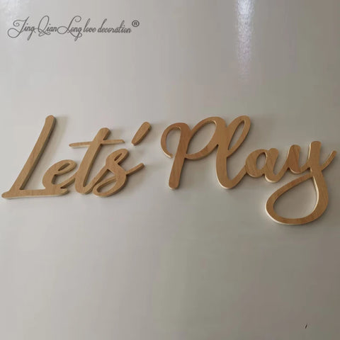 Let's PLAY Wall Sign - Children's Playroom Decor - Bedroom, Nursery Interior Wall Art Design