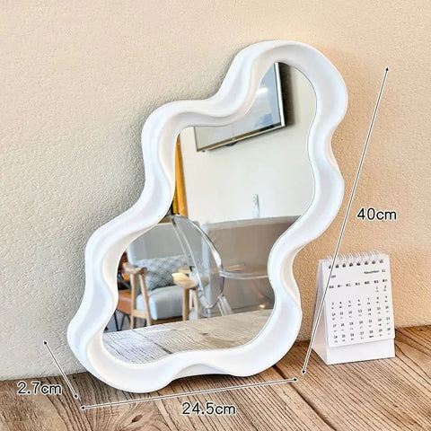 Irregular Cloud Shaped Mirror Wall Hanging Ornaments Standing Art Mirror Asymmetrical Mirrors Wall Mounted Home Bedroom Decor