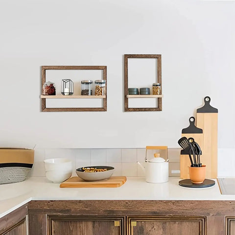 Wood Floating Wall Shelves ，Hanging Shelves for Wall Storage Rustic Farmhouse Decor for Bedroom Bathroom , Living Room Kitchen