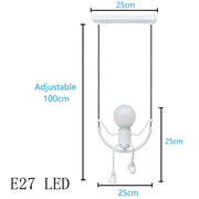 Pendant Light Nordic Little Man Spider Hanging Lamp Iron Swing Lamps Retro Loft Lighting LED Fixture for Kids Room Coffee Bar