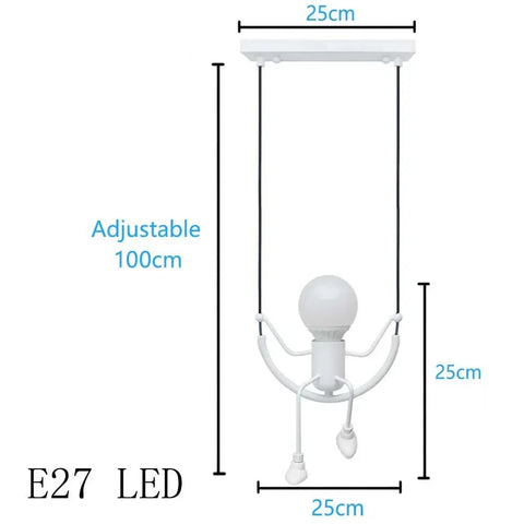 Pendant Light Nordic Little Man Spider Hanging Lamp Iron Swing Lamps Retro Loft Lighting LED Fixture for Kids Room Coffee Bar