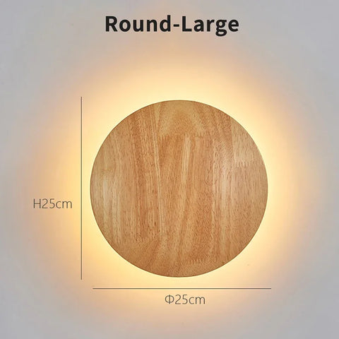Wooden LED Wall Lamp Modern and Simple Circular Home Light Living Room Background Wall Bedside Staircase Room Decoration Light