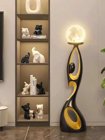 2024 Home Decoration Art Light Luxury Creative Living Room TV Cabinet Floor Decoration Night Glow Resin Sculpture LED Floor Lamp