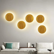 Wooden LED Wall Lamp Modern and Simple Circular Home Light Living Room Background Wall Bedside Staircase Room Decoration Light